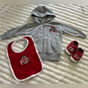 Ohio State University Baby Sweatshirt/Bib/Shoes Bundle